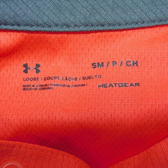 Under Armour UA Tech Shirt Racer Red Pitch Gray Orange Mens S Golf Polo - Picture 4 of 9